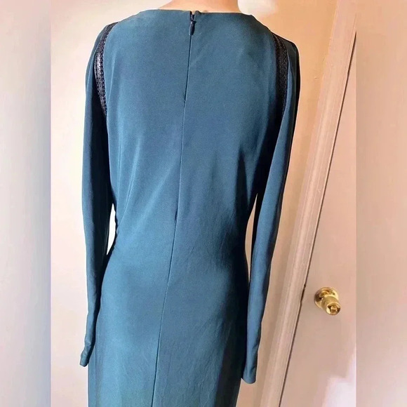 Lauren Ralph Lauren Ruched long sleeve Hunter green cocktail midi dress size 8 - Picture 7 of 12
